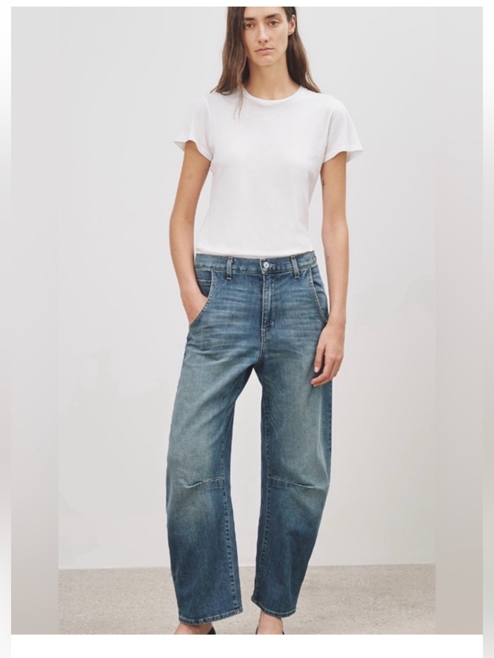 Nili Lotan Blue Wide-Leg Emerson Jeans, Distressed, Size 00 or 25.